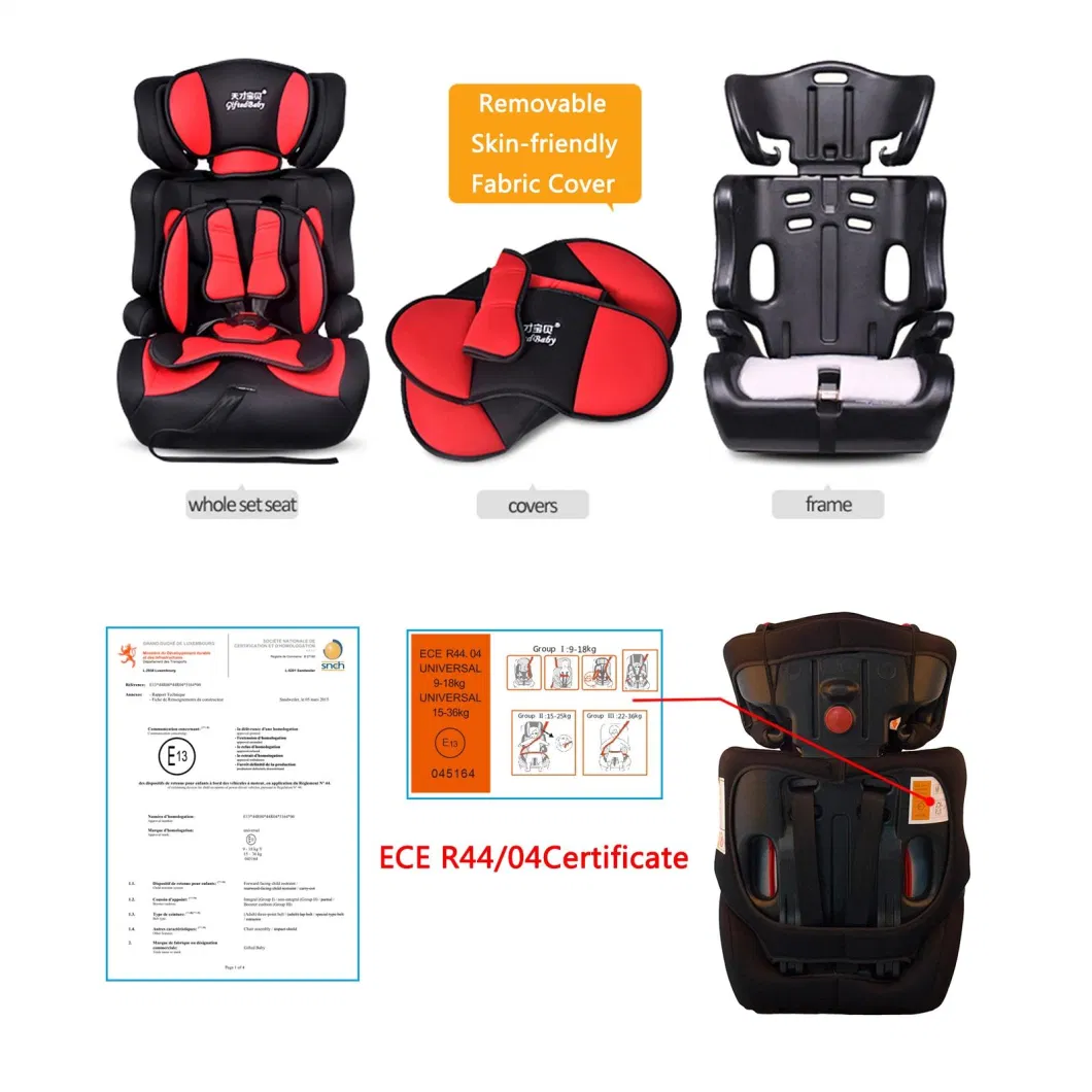 Headrest Adjustable Baby Car Seat Removable Booster Seat with ECE R44